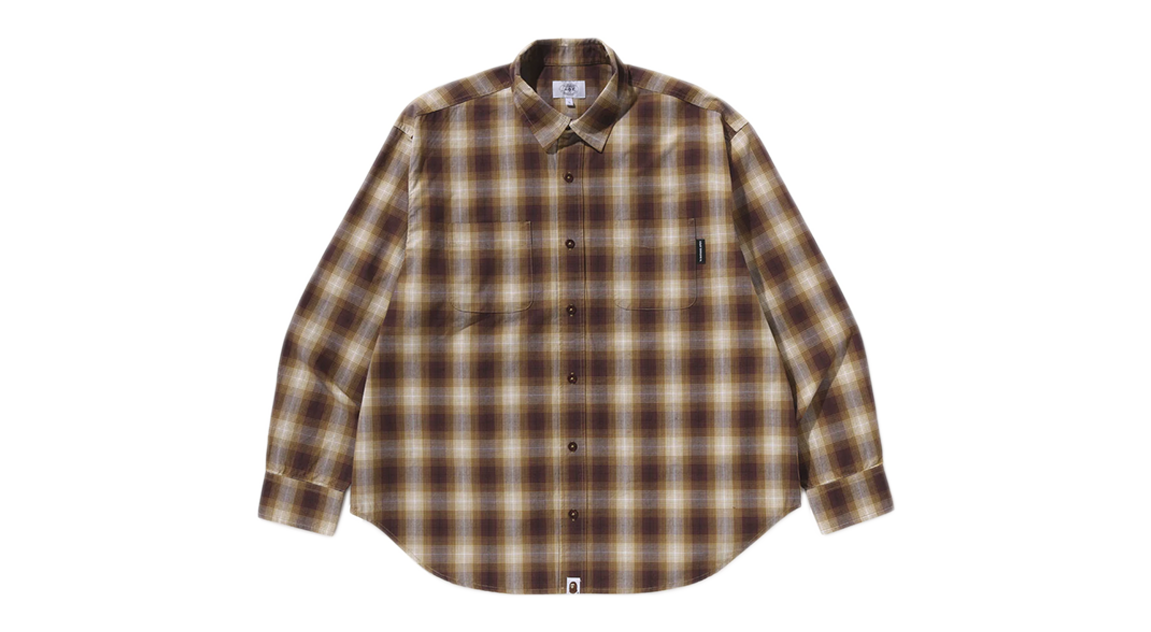 BAPE Ombre Check College Relaxed Fit Shirt Brown/Yellow